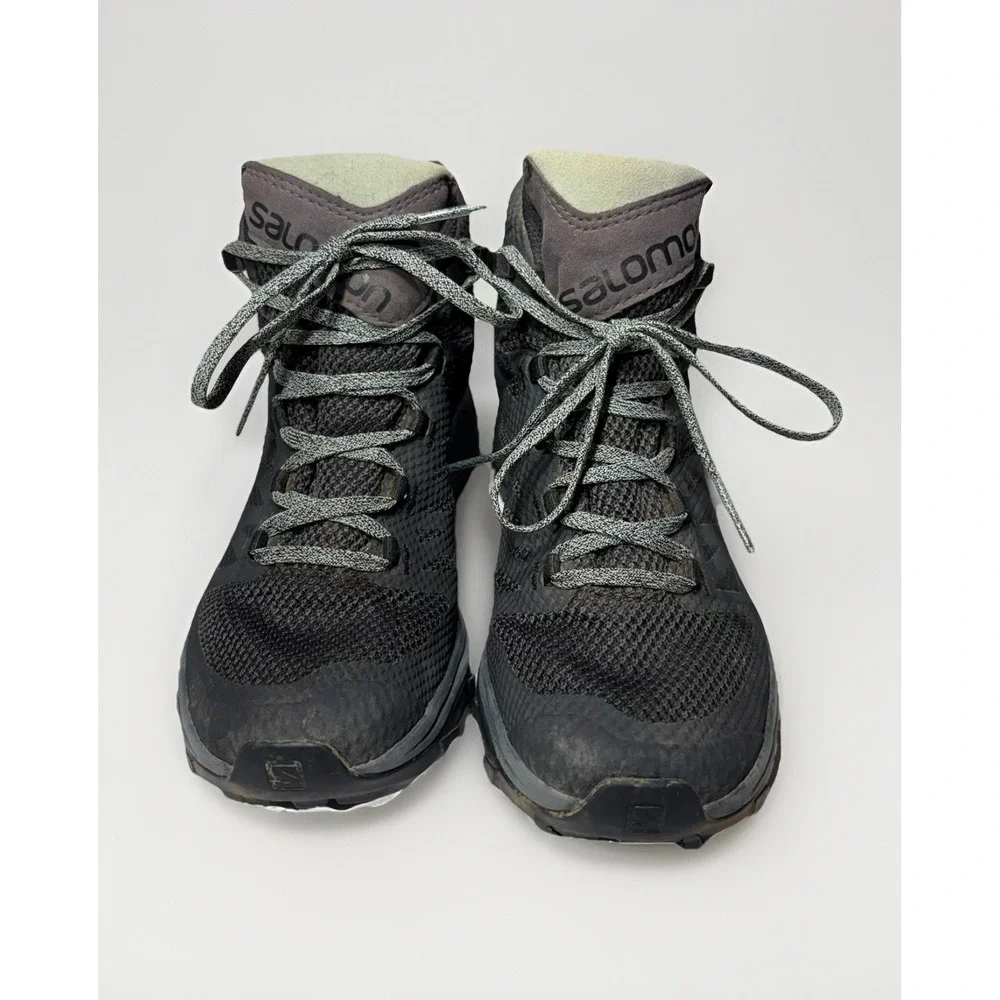 Salomon Outline High Top Hiking Boot Shoes Contagrip 404844 Gray Women 7 Goretex